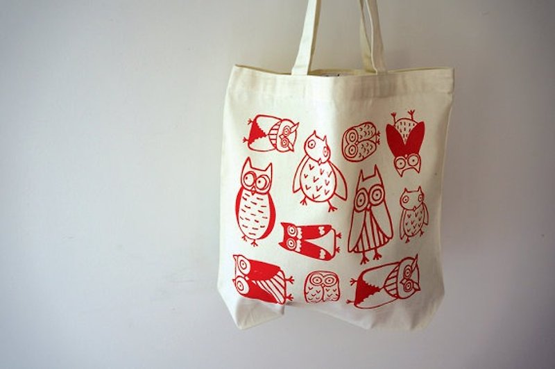 Australia hand made - owl canvas bag - Handbags & Totes - Other Materials Brown