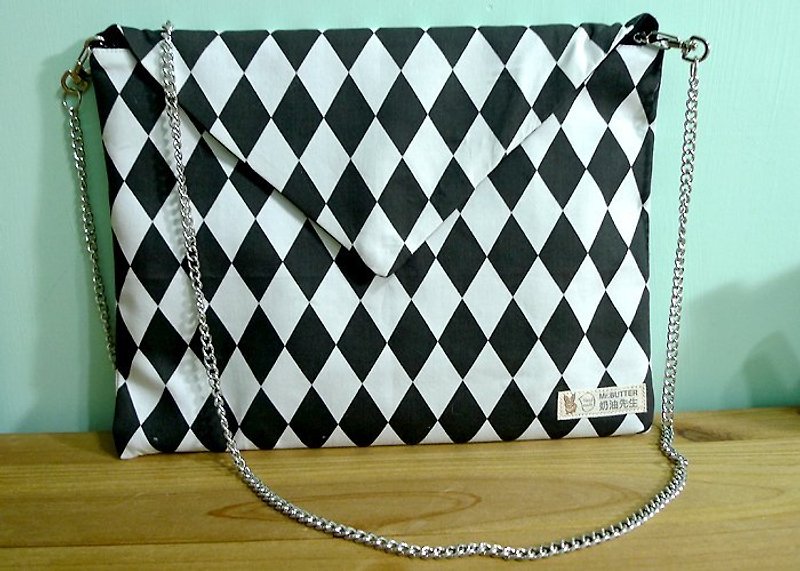 Black and White CHECK. Envelope Clutch - Other - Other Materials 