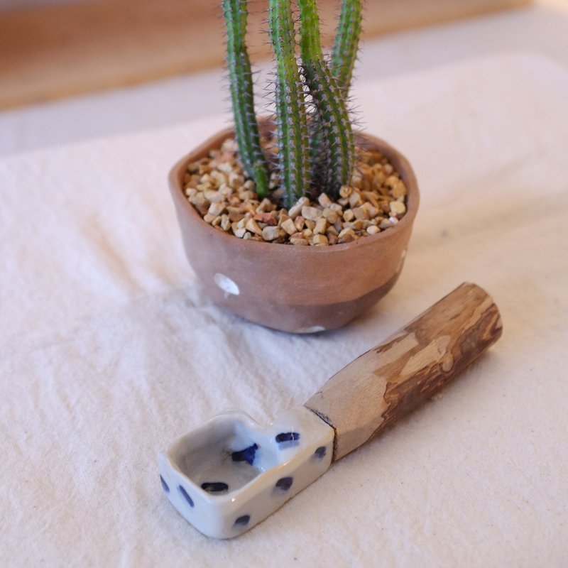 ティータイム：2木製のセラミック小さじ - 花瓶・植木鉢 - 磁器 ブラウン