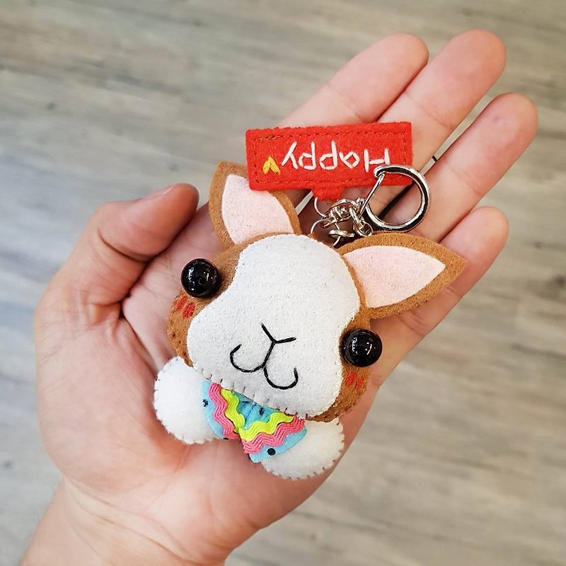 Skillful cat x city cat rabbit three-color custom name puppet hanging ornaments key ring pure hand-sewn birthday - Keychains - Polyester Brown