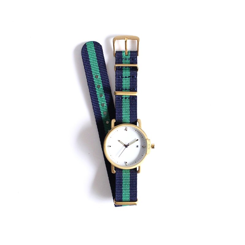 N.IX watch (Valentine gift): Ocean Project / Ocean # 03 with Nylon navy and green. - Women's Watches - Other Materials Green