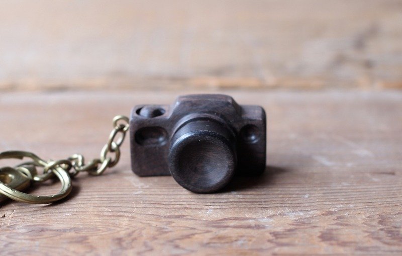 Handmade wooden miniature camera ▣ Deep Core keychain - Keychains - Wood Black