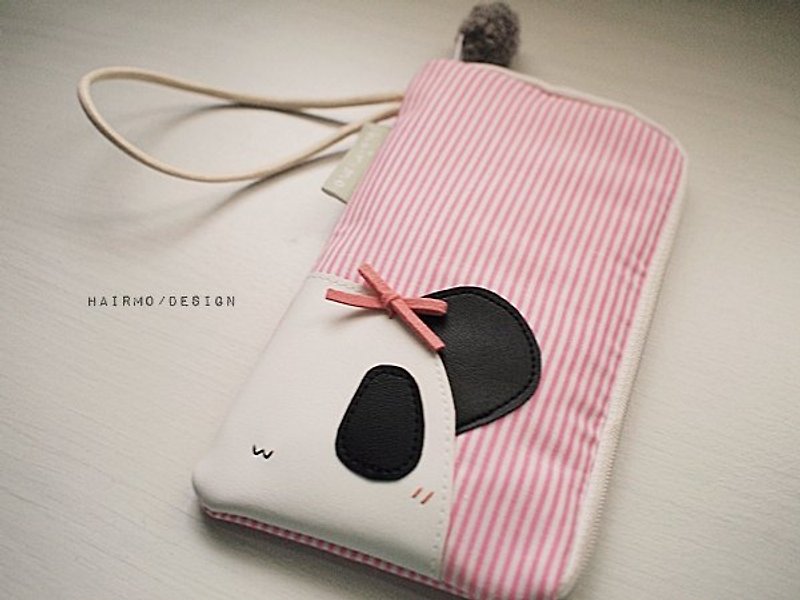 hairmo. Panda sister zipper bag phone - Portable subsection (pasta balls) - เคส/ซองมือถือ - วัสดุอื่นๆ สึชมพู