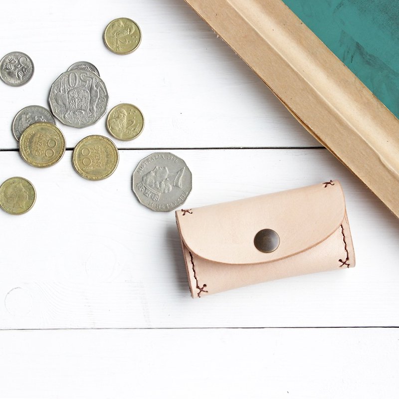 Rustic Coin Purse∣Original Vegetable Tanned Cow Leather∣Multiple Colors - Coin Purses - Genuine Leather Brown