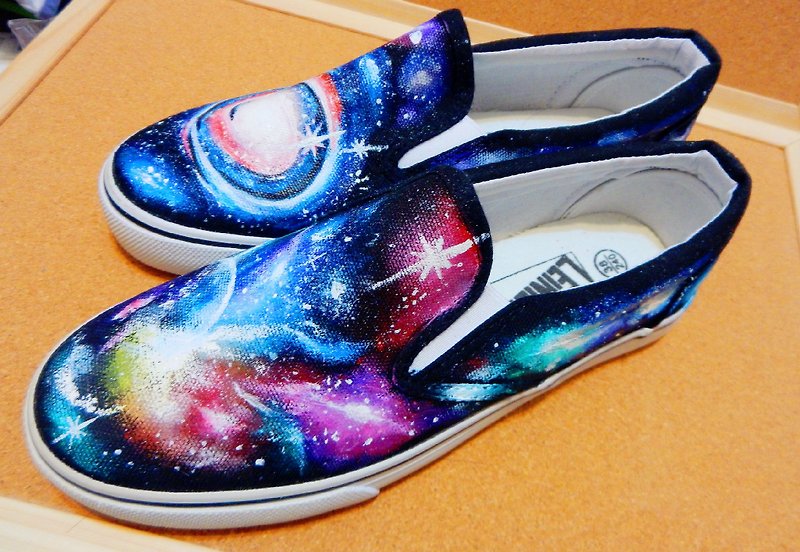 god leading hand-made - [manual] pure hand-painted shoes, hand wa colorful depiction multicolor universe Draws ki ma si lazy casual shoes use in Taiwan Fu MIT licensing - Women's Casual Shoes - Waterproof Material Multicolor