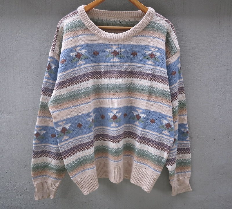 FOAK古著 民族米色毛衣 - ニット・セーター メンズ - その他の素材 多色