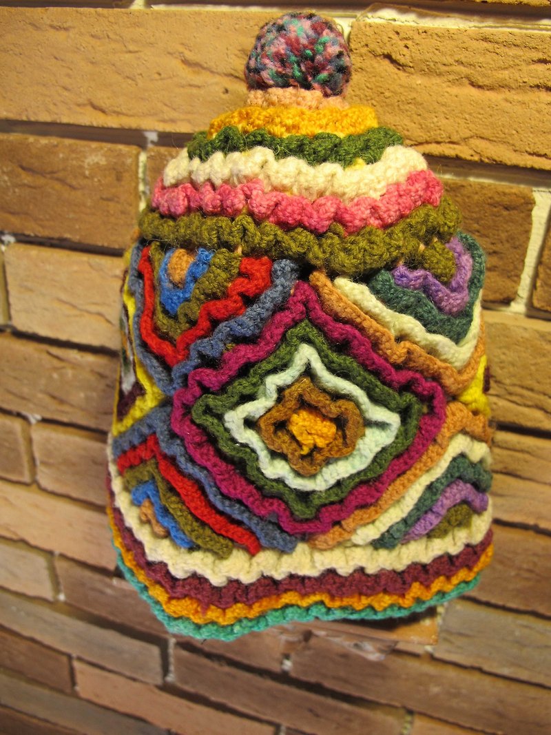 Modeling three-dimensional knitted wool hat-diamond - หมวก - วัสดุอื่นๆ หลากหลายสี