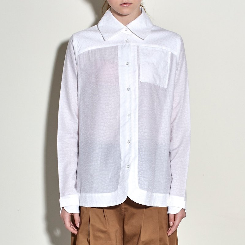 [Seasonal Sale] White Tencel Cotton Long Sleeve Shirt - Women's Shirts - Cotton & Hemp White