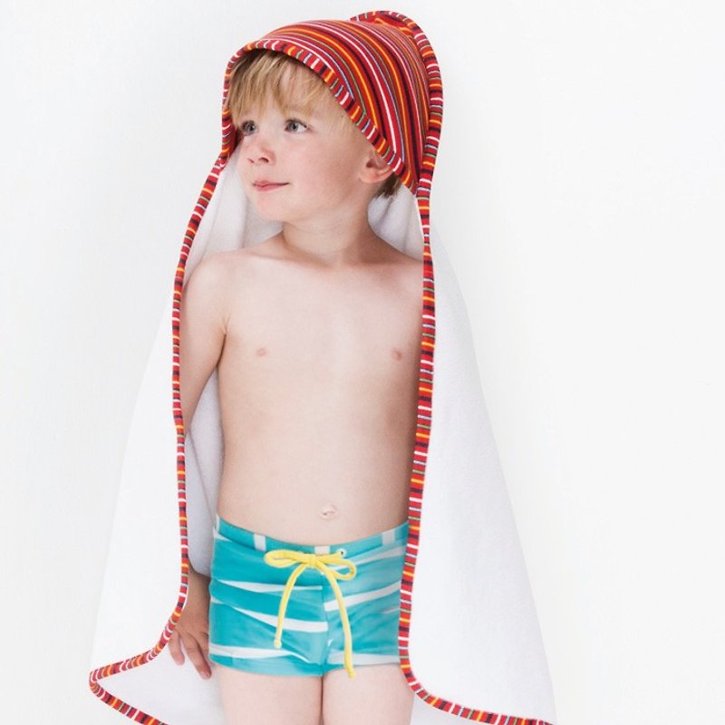 北欧子供服 スウェーデン子供用水泳パンツ 3～4歳 ターコイズ/ホワイト - 水着・水泳用品 - ポリエステル 