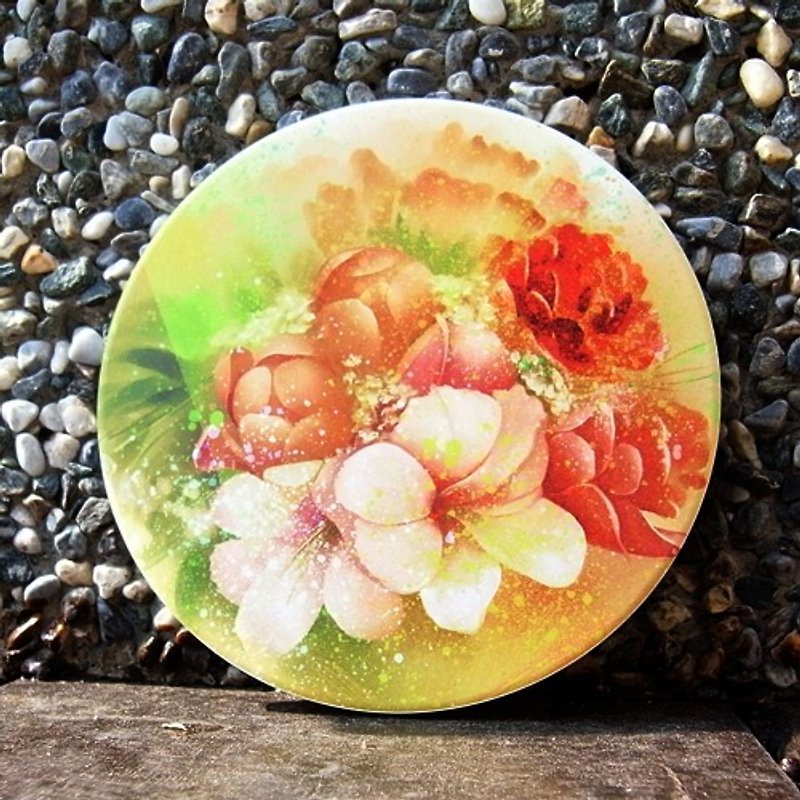 Blossoming ceramic absorbent coasters - ที่รองแก้ว - ดินเผา สีกากี