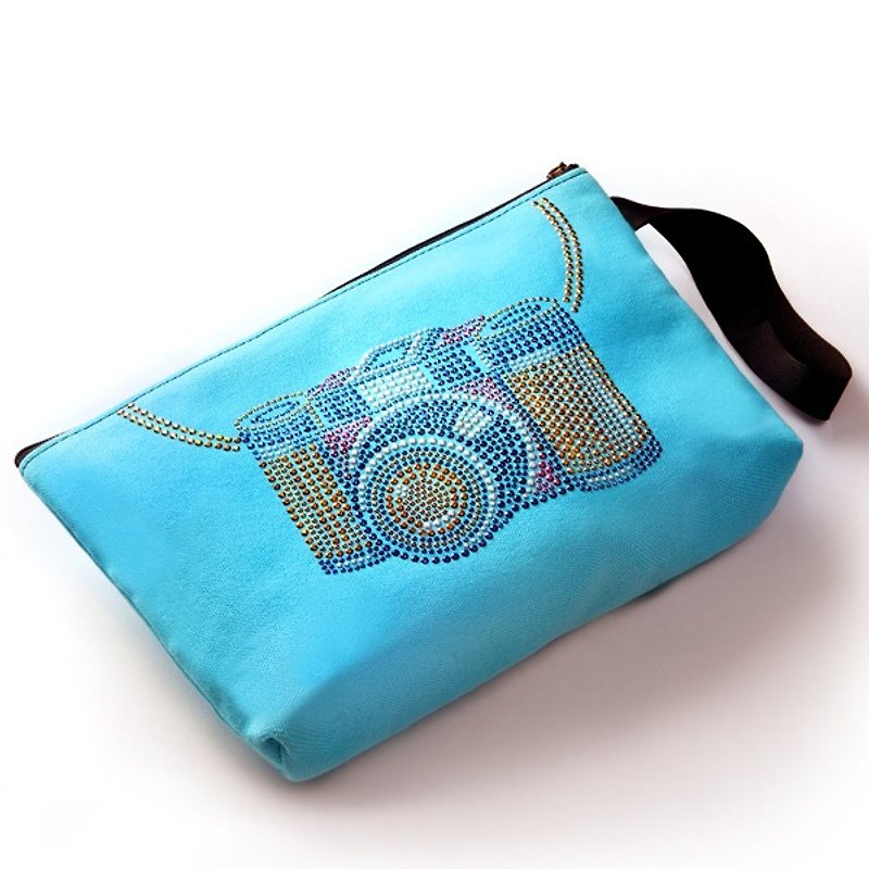 【GFSD】Rhinestone Boutique-Go, Come and Travel-【Photo】Universal Cosmetic Bag - กระเป๋าเครื่องสำอาง - วัสดุอื่นๆ สีน้ำเงิน