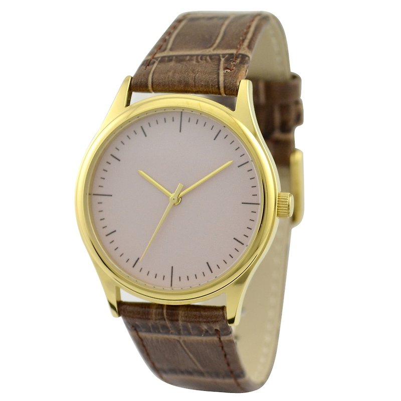 Simple Watch beige surface gold shell - Women's Watches - Other Metals Gold