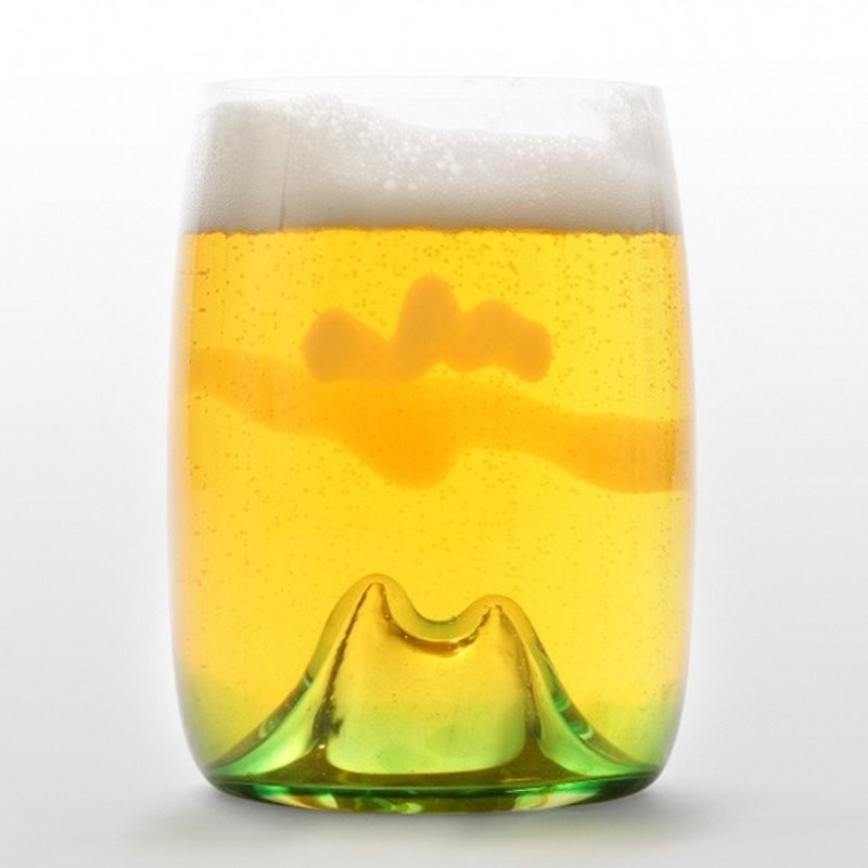 420cc [Sunset] cup glass hand Moonlight wild Kobo / evening ware ke ra su の Mountain Corning glass sculpture sunset mountain grass customization - แก้วไวน์ - แก้ว สีเหลือง