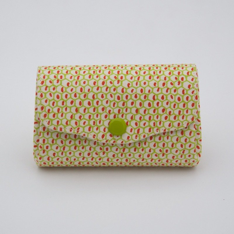 Elegant and beautiful three-layer small storage coin purse - Qingqin mung bean - Coin Purses - Cotton & Hemp Green