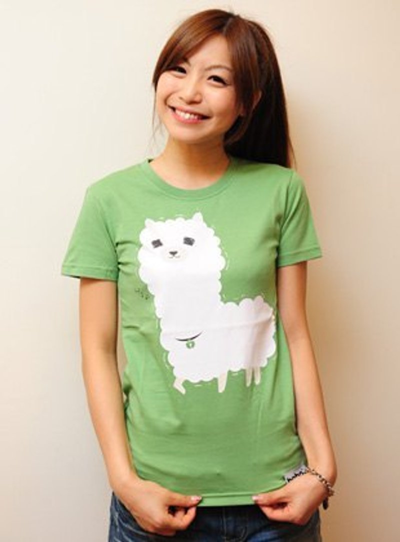 | Alpaca 草泥馬馬馬 | - 女 T 恤 - 棉．麻 綠色