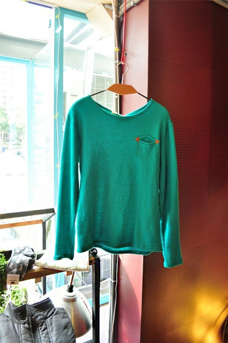 男朋友可以穿這麼帥嗎?毛料上衣(毛怪藍) - Women's Sweaters - Other Materials Green