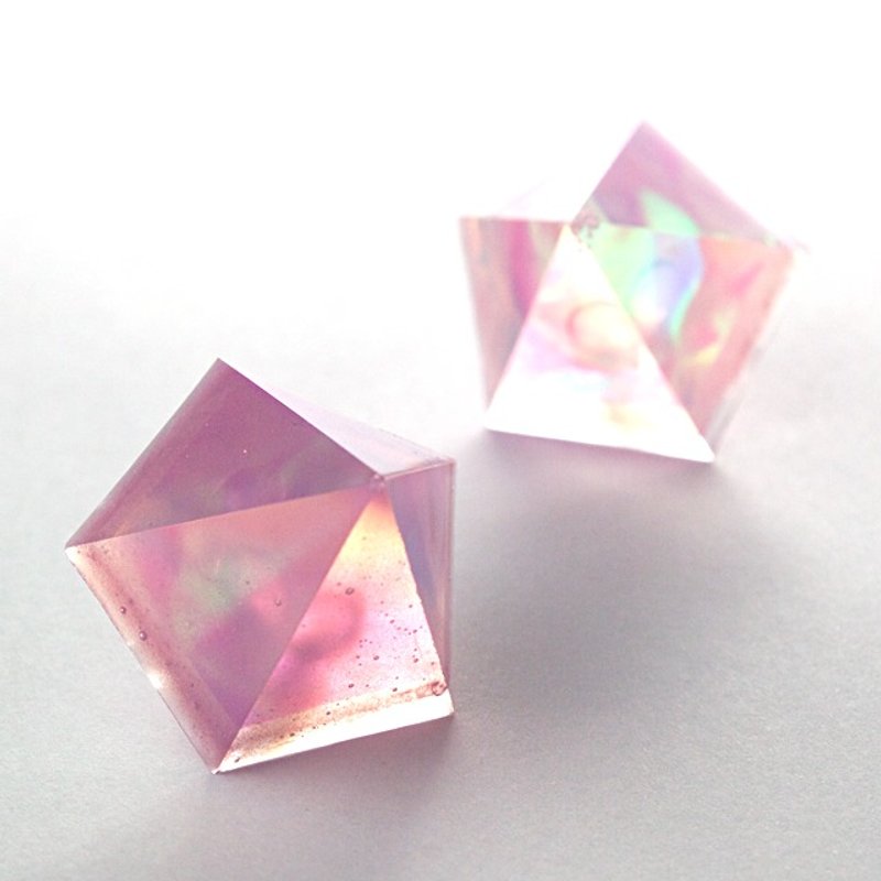 Pentagon earrings (Gorubi) - Earrings & Clip-ons - Other Materials Pink