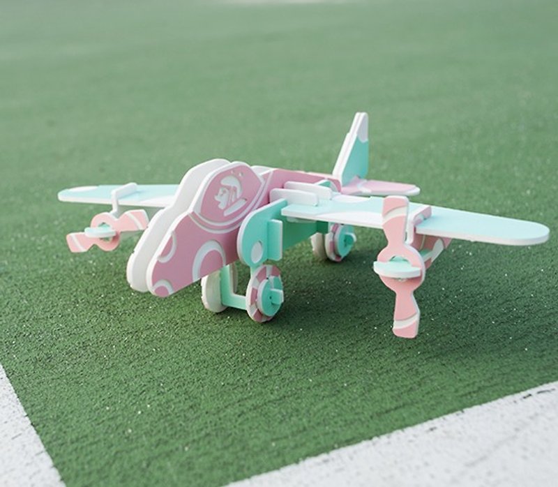 【益智立體拼圖】交通工具系列 // 雙槳輕航機 - 其他 - 壓克力 粉紅色