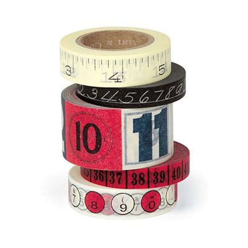 Cavallini Decorative Paper Tape 精裝鐵盒 紙膠帶組 (數字) - มาสกิ้งเทป - กระดาษ หลากหลายสี