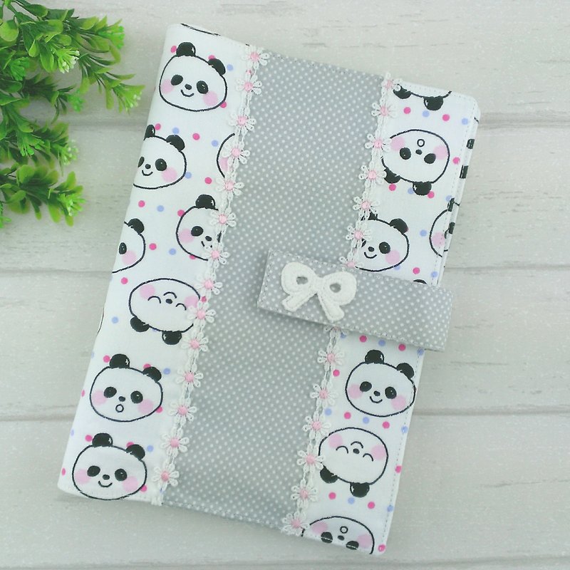 Q version Panda / Panda. Manual cloth book baby mama manual clothes / Storage clip (with the same paragraph talismans bags) (free embroidered words) - unique custom models - Book Covers - Cotton & Hemp White