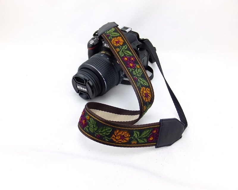Camera strap can print personalized custom leather stitching national wind embroidery pattern 019 - ขาตั้งกล้อง - กระดาษ สีกากี
