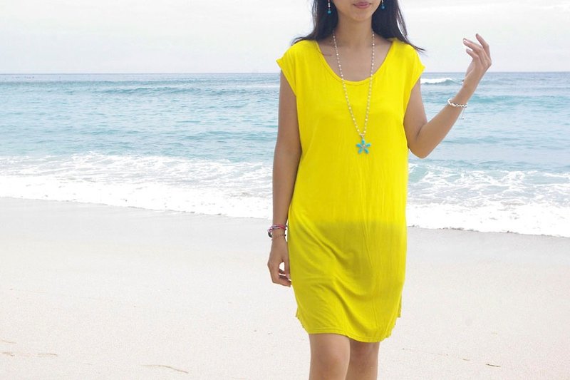 2015SS New! Gradient Sleeveless Dress <yellow> - ชุดเดรส - วัสดุอื่นๆ สีเหลือง