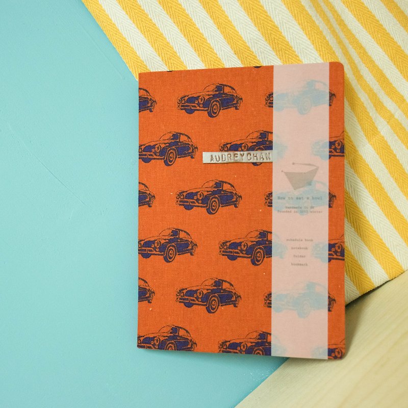 How to eat a bowl handmade cloth book / nostalgic car / - Notebooks & Journals - Other Materials Orange