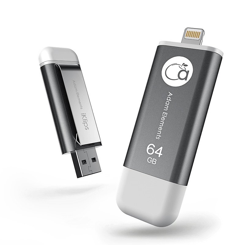 【超限量福利品】iKlips 64GB 蘋果iOS極速雙向隨身碟 灰 - USB 手指 - 其他金屬 灰色