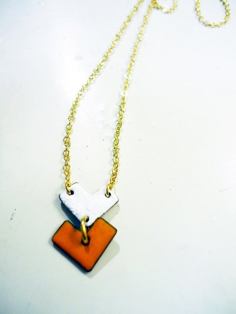 Simple Love Enameling Necklace Simple Love Enameling Necklace (Orange White/Pink Purple) - Necklaces - Other Metals Orange