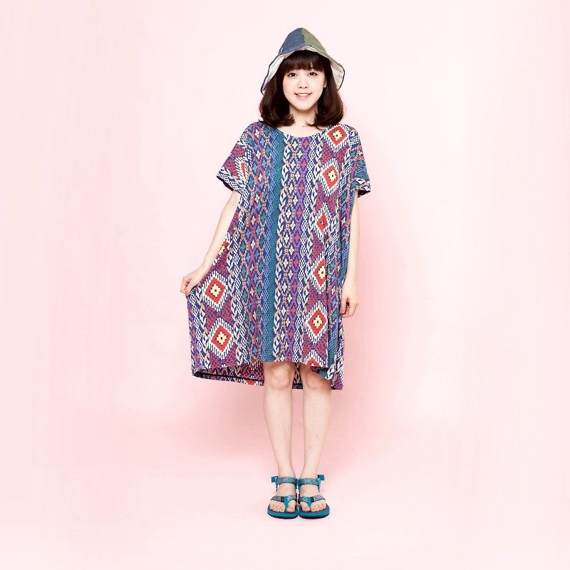 ✾saibaba ethnique // peacock totem Tunica dress ✾ - One Piece Dresses - Cotton & Hemp Purple
