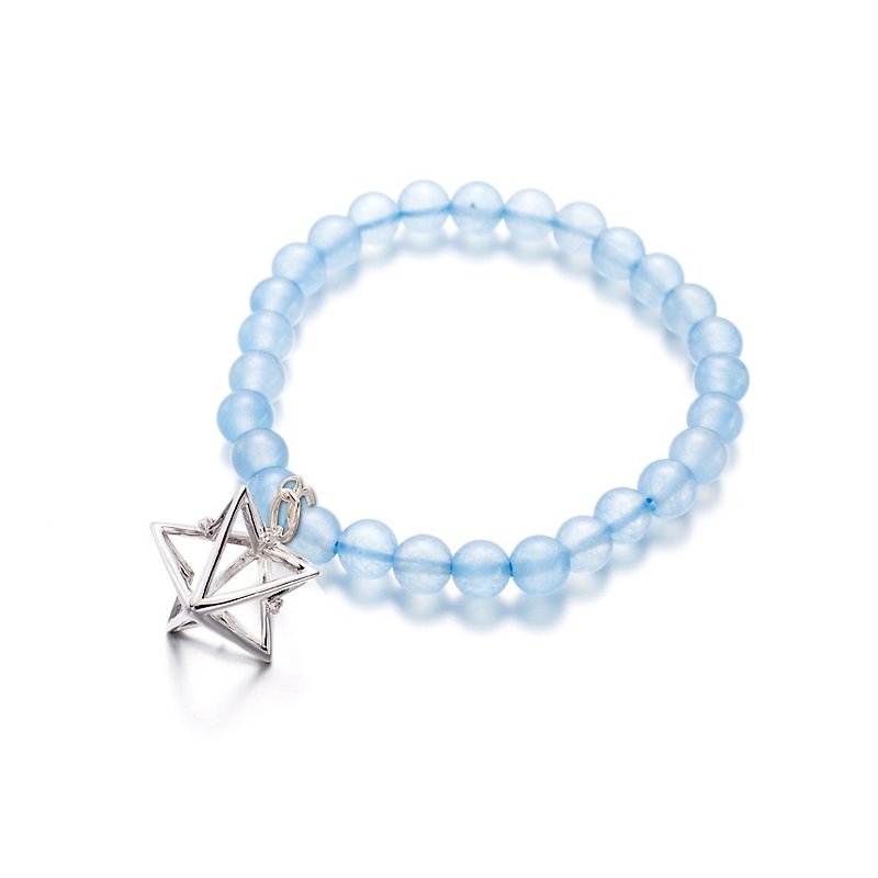 Aquamarine Bracelet, March Birthstone Bracelet, Blue Stone Jewelry, Blue Quartz - Bracelets - Semi-Precious Stones Blue