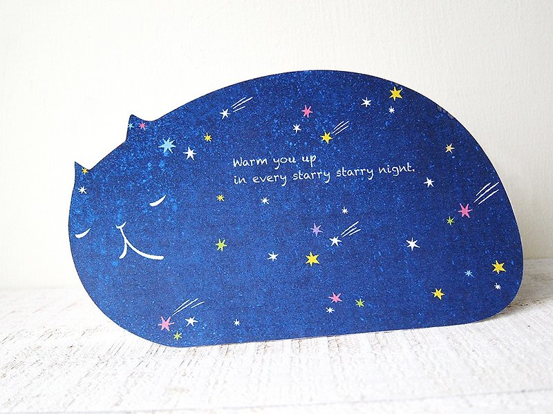 Starry Cat Postcard - การ์ด/โปสการ์ด - กระดาษ สีน้ำเงิน