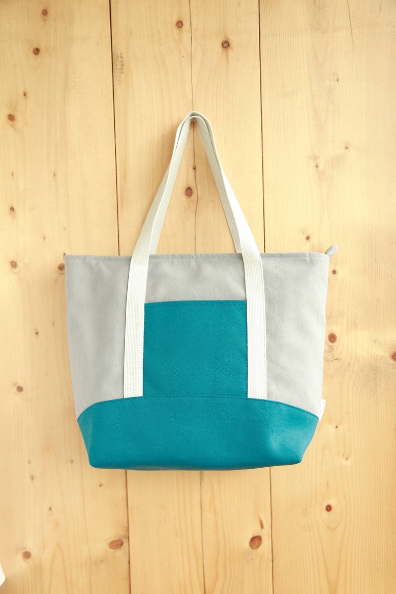 [Early spring] washed canvas shoulder bag blue and gray - กระเป๋าแมสเซนเจอร์ - วัสดุอื่นๆ 