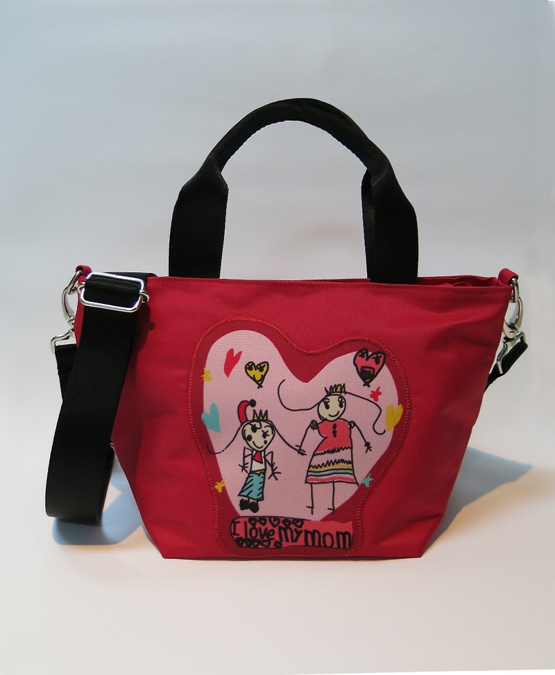 I love Mom playful fashion small bag - กระเป๋าแมสเซนเจอร์ - วัสดุอื่นๆ สีแดง