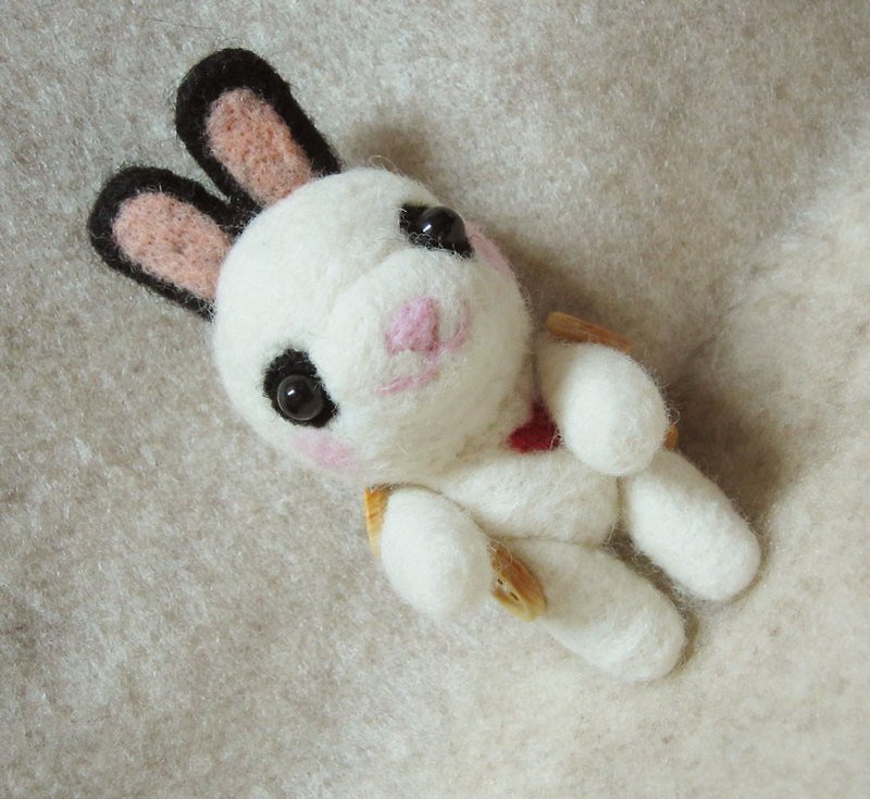 HI rabbit ((joint movable version)) ~~ pure New Zealand wool production necklace / bag strap / key ring has three functions - Stuffed Dolls & Figurines - Wool Multicolor