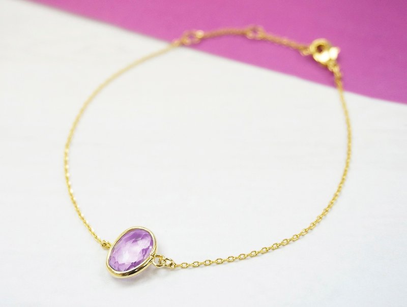 Edith & Jaz • Birthstone Collection - Pink Tourmaline Quartz (October) - Bracelets - Gemstone Purple