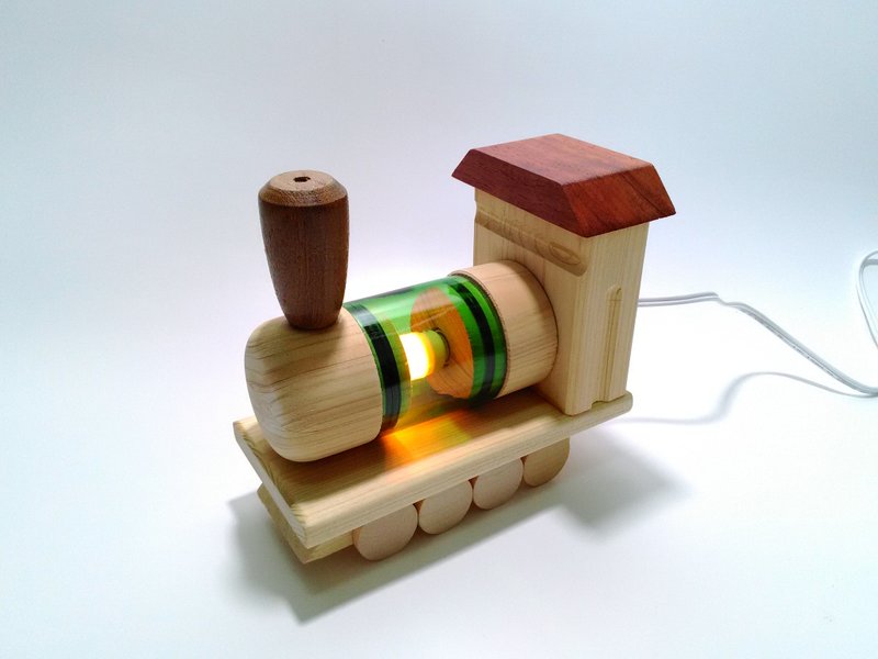 Steam train bottle night light - Lighting - Wood Multicolor