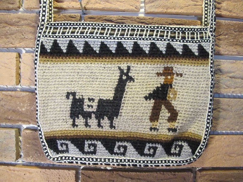 Alpaca Walking Medium side backpack - llama wool - กระเป๋าแมสเซนเจอร์ - วัสดุอื่นๆ สีเทา