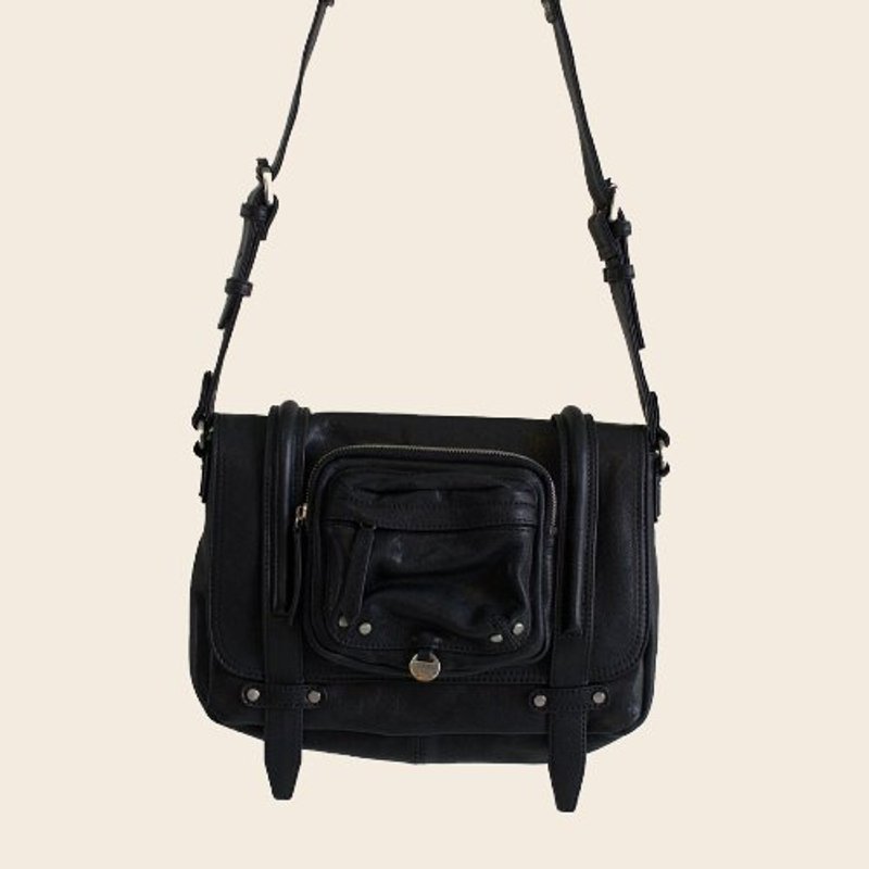 ► Marty S ｜ shoulder bag ● 　　　　黑色／軟羊皮肩包 - 側背包/斜背包 - 真皮 黑色