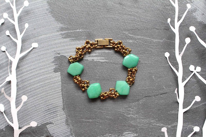 Mint julep -half's half of pure brass bracelet - Bracelets - Other Metals Green