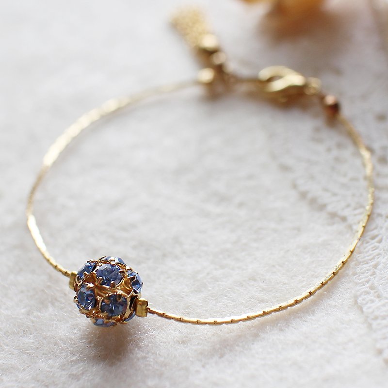 EF Golden Years NO.93 light blue diamond ball bracelet - สร้อยข้อมือ - วัสดุอื่นๆ สีทอง