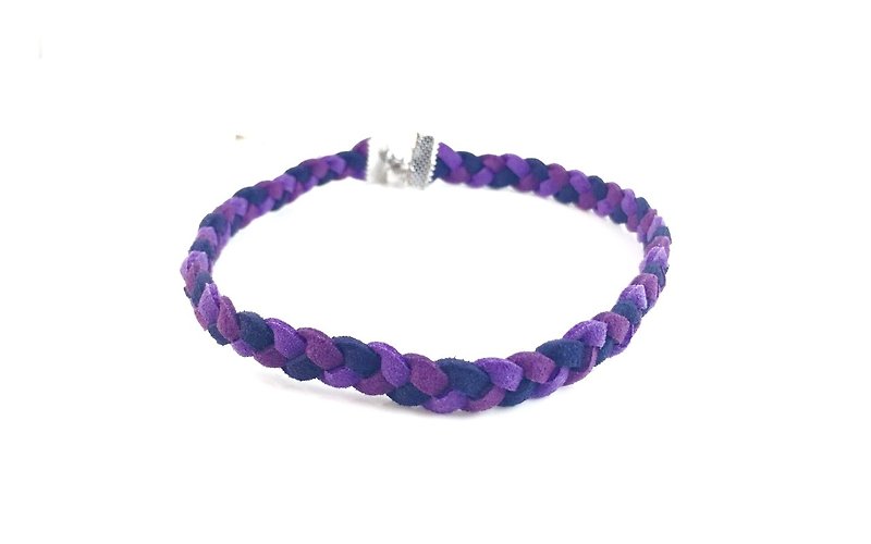 Purple - twist braid suede necklace - Necklaces - Genuine Leather Purple