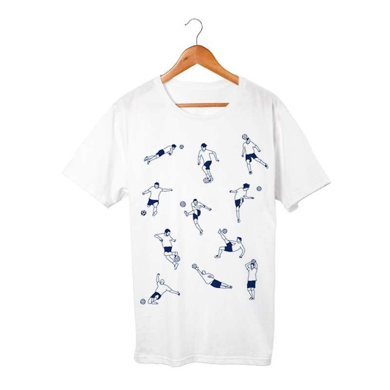 サッカー T-shirt - 帽T/大學T - 棉．麻 白色