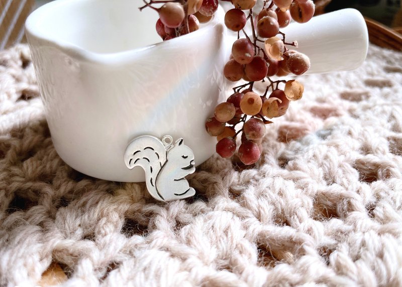 Sterling Silver **Illustration Series: Squirrel in Prayer / 16-18 inch Sterling Silver Chain** - Purely Handmade - Necklaces - Sterling Silver Silver