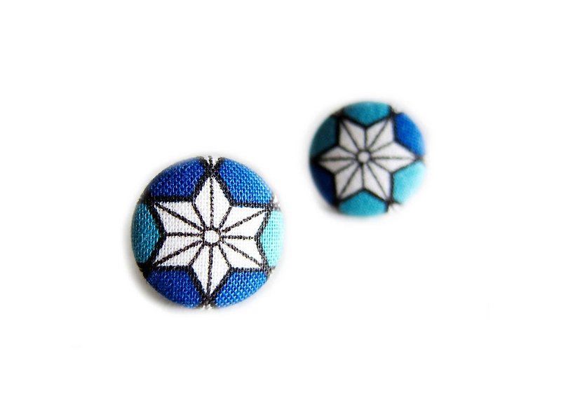 Techno linen cloths leaf earrings clip-on earrings blue do - Earrings & Clip-ons - Other Materials Blue