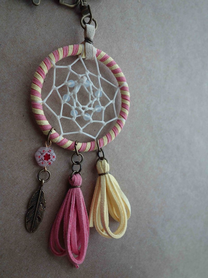 ~ M + Bear ~ Dreamcatcher Dreamcatcher (key ring / color powder yellow) - Keychains - Other Metals Multicolor
