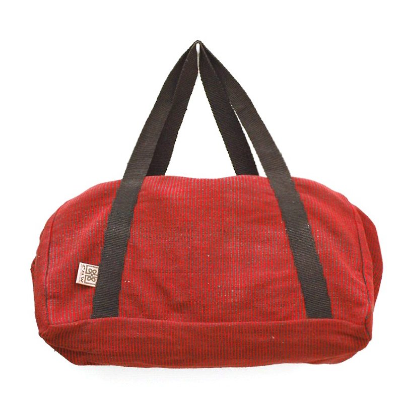 Hand-woven cotton bag -great bags for light travel- red + dark gray stripes - Messenger Bags & Sling Bags - Cotton & Hemp Red