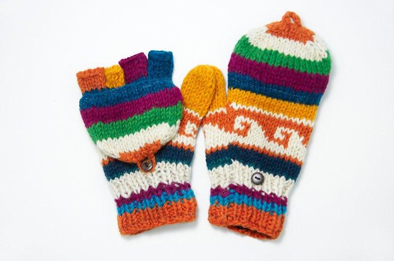 遊び心色 - 手織り純毛ニット手袋/取り外し可能な手袋を限定プレゼントを交換 - 手袋 - その他の素材 多色