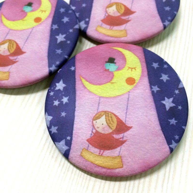 Crystal's Illustration- Badge《On the moon》 - Badges & Pins - Plastic Purple