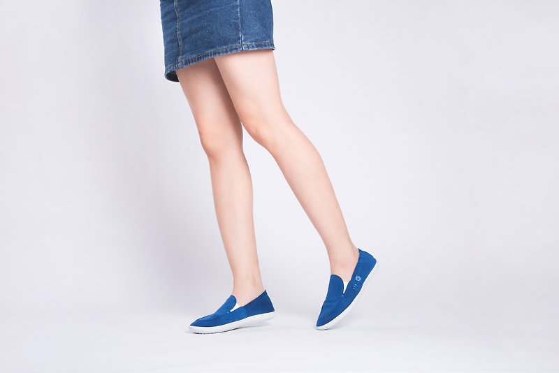 LOAFER Classic Lapis Lazuli ULTRASUEDE and Eco-friendly shoes for WOMEN---Comfor - รองเท้าลำลองผู้หญิง - วัสดุอีโค สีน้ำเงิน